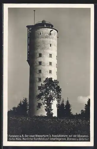 AK Konstanz am Bodensee, der neue Wasserturm auf der Allmannsdorfer Höhe