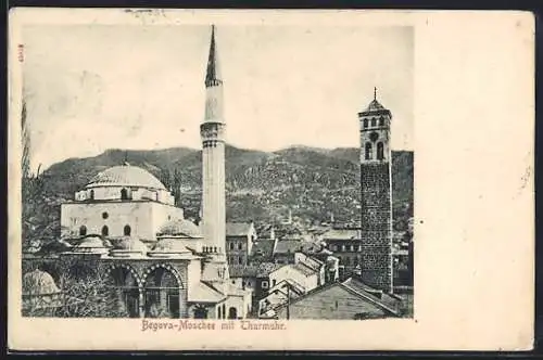 AK Sarajevo, Begova-Moschee mit Turmuhr