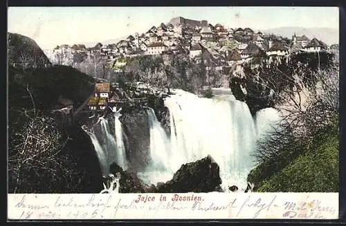 AK Jajce, Panorama mit Wasserfall