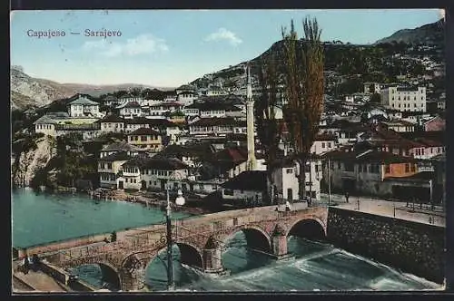 AK Sarajevo, Panorama mit Brücke