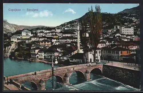 AK Sarajevo, Panorama mit Brücke