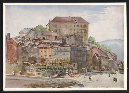 Künstler-AK Linz a.d. Donau, Burg zu Linz