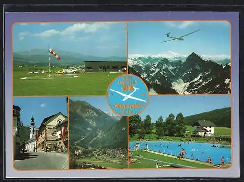 AK Mauterndorf, Segel Kunstflug WM 1985 Mauterndorf, Segelflieger über dem Tal