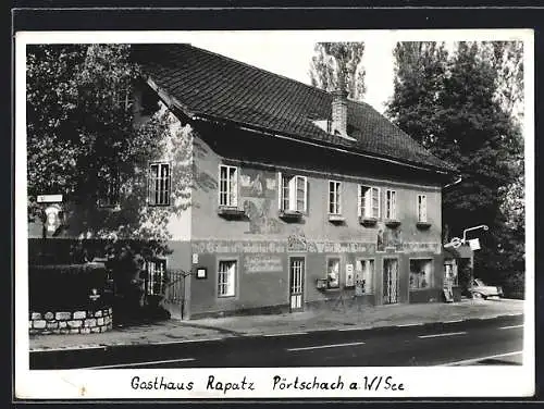 AK Pörtschach a. W. See, Gasthaus Rapatz von der Strasse aus