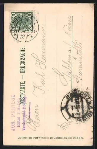 AK Mödling, Klausen, Gegen die Burg Mödling gesehen