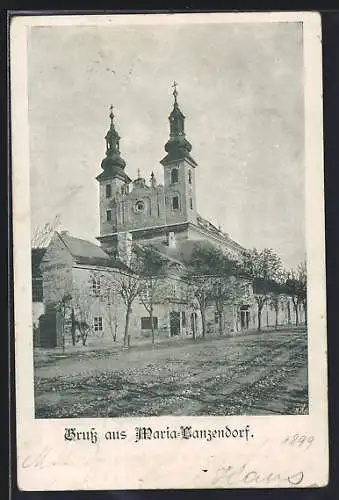 AK Maria-Lanzendorf, Strassenpartie an der Kirche