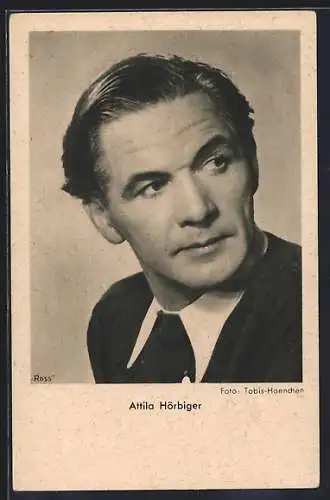 AK Schauspieler Attila Hörbiger mit Jacket und Krawatte an weissem Hemd