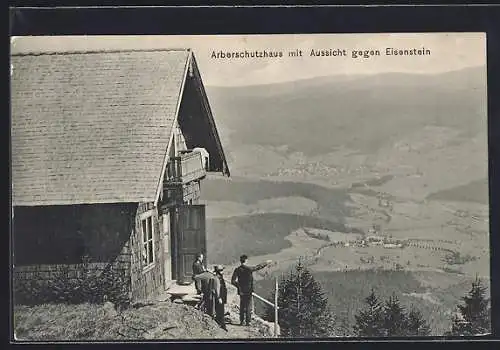 AK Blick vom Arberschutzhaus gegen Eisenstein, Berghütte