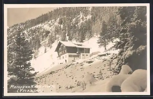 AK Meissner Haus /Vrcatal, Berghütte im Schnee