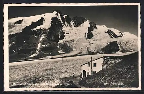 AK Hofmannshütte /Grossglockner, Blick gegen verschneiten Grossglockner-Gipfel