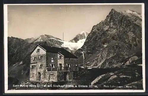 AK Bonn-Matrei-Hütte, Blick auf Säulkopf und Eicham