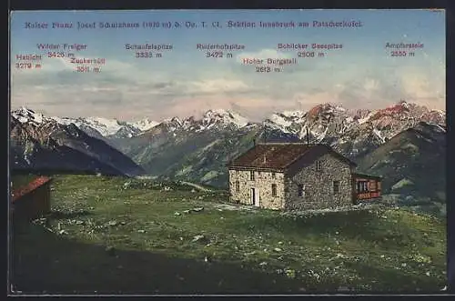 AK Kaiser Franz Josef Schutzhaus am Patscherkofel, Berghütte der Sektion Innsbruck des Oe. T. CI.