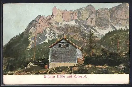 AK Erfurter Hütte /Rotwand, Blick auf die Berghütte