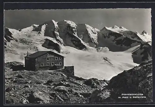 AK Diavolezzahütte, Blick auf Palü und Bellavista