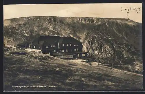 AK Hampelbaude /Riesengebirge, Partie an der Baude