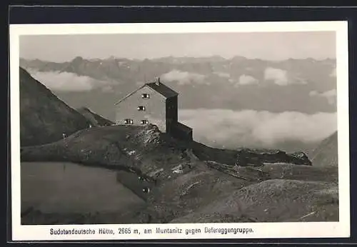 AK Sudetendeutsche Hütte am Muntanitz, Blick gegen die Defereggengruppe