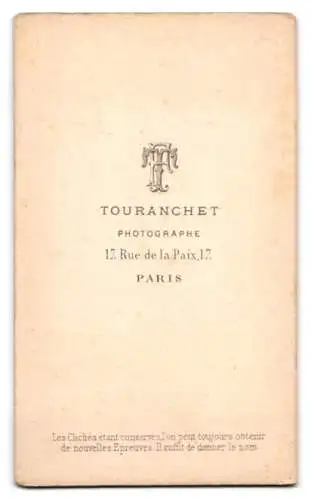 Fotografie Touranchet, Paris, Rue de la Paix 17, Porträt eines eleganten Herrn