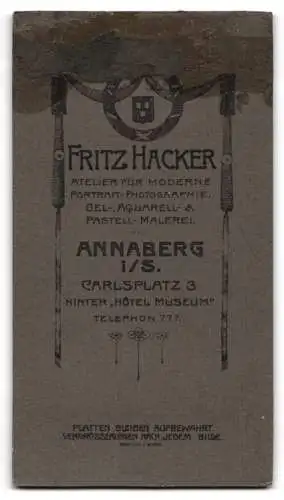 Fotografie Fritz Hacker, Annaberg, Carlsplatz 3, Porträt eines jungen Mannes