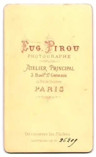 Fotografie Eug. Pirou, Paris, 3 Bd. St Germain, Porträt eines Herrn