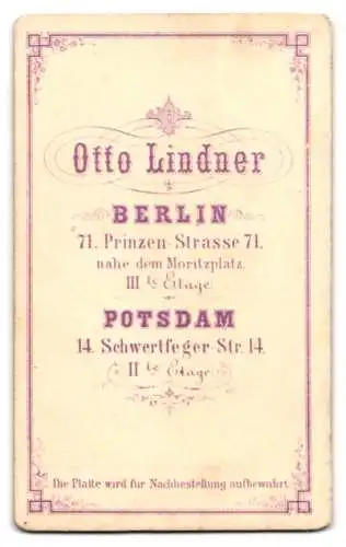 Fotografie Otto Lindner, Berlin, Prinzen-Strasse 71, Porträt einer Frau