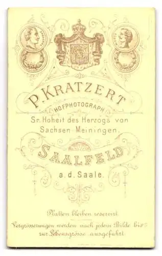 Fotografie P. Kratzert, Saalfeld a.d. Saale, Porträt eines Herren