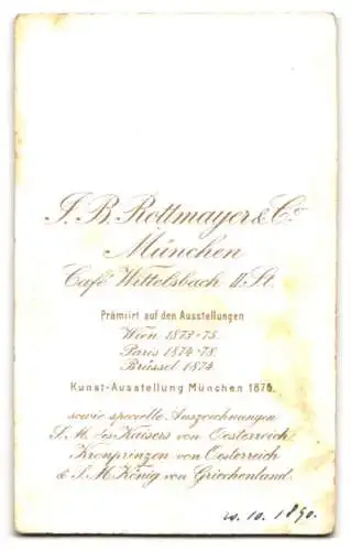 Fotografie J.B. Rottmayer & Comp., München, Café Wittelsbach, Porträt eines Mannes mit Bart