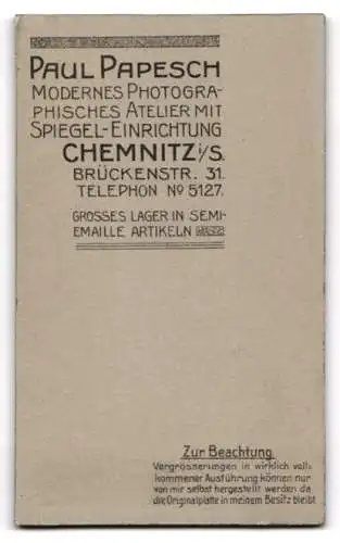 Fotografie Paul Papesch, Chemnitz, Brückenstr. 31, Kind mit Spitzenkragen