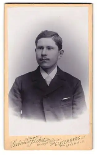 Fotografie Gebrüder Fischer, Elsterberg, Schützenstrasse, Portrait eines jungen Mannes