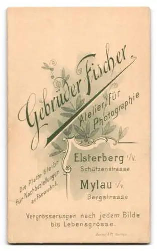 Fotografie Gebrüder Fischer, Elsterberg, Schützenstrasse, Portrait eines jungen Mannes