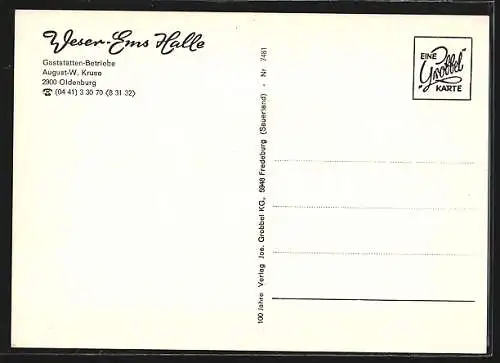 AK Oldenburg / O., Weser-Ems-Halle, Bes. August-W. Kruse, Aussenansicht