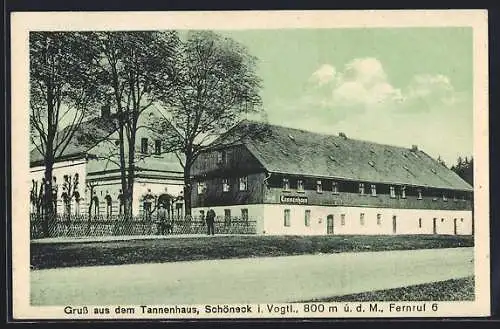 AK Schöneck / Vogtl., Blick auf den Fremdenhof Tannenhaus
