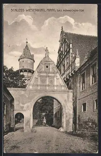 AK Wiesenburg / Mark, Männechen-Tor am Schloss