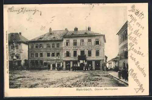 AK Rohrbach, Oberer Marktplatz mit Geschäft von Alois König