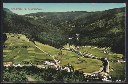 AK Obertal / Baiersbronn, Panorama mit Gasthof zum Adler