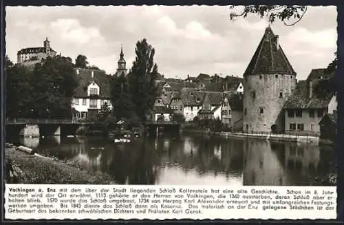 AK Vaihingen a. Enz, Teilansicht mit Schloss Kaltenstein