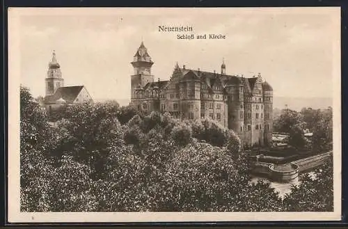 AK Neuenstein / Württ., Schloss und Kirche