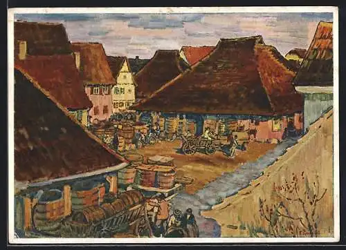 Künstler-AK Keltern in Metzingen, Ölgemälde im Sitzungssaal des Rathauses