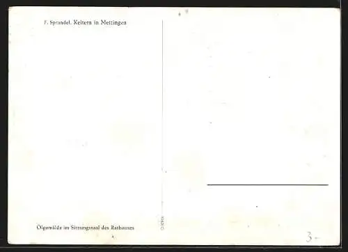 Künstler-AK Keltern in Metzingen, Ölgemälde im Sitzungssaal des Rathauses