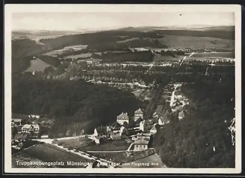 AK Münsingen, Truppenübungsplatz, Fliegeraufnahme vom Alten Lager