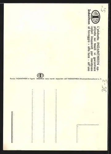 AK Indanthren - Kein Verwaschen, kein Verbleichen!, Reklame, Skiläufer