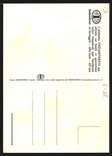 AK Indanthren - Kein Verwaschen, kein Verbleichen!, Reklame, Skiläufer