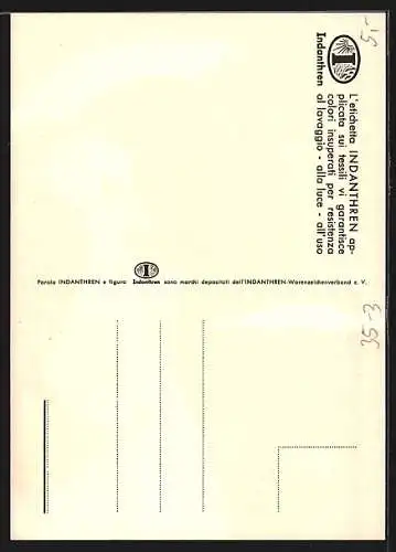 AK Reklame für Kleidung von Indanthren, Damen mit Regenschirmen