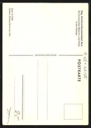 AK Bern, Eidg. Kavallerie-Remontendepot, Major H. v. der Weid in der Passage