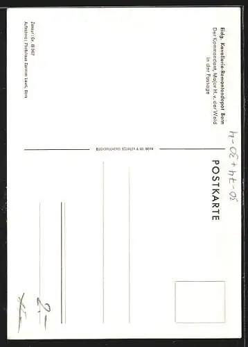 AK Bern, Eidg. Kavallerie-Remontendepot, Major H. v. der Weid in der Passage