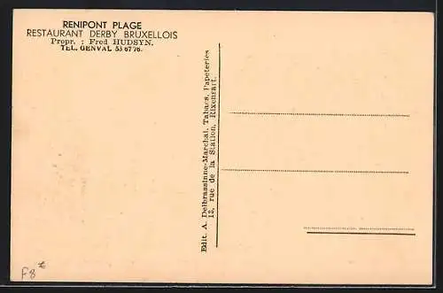 AK Renipont Plage, Restaurant Derby Bruxellois Fred Hudsyn