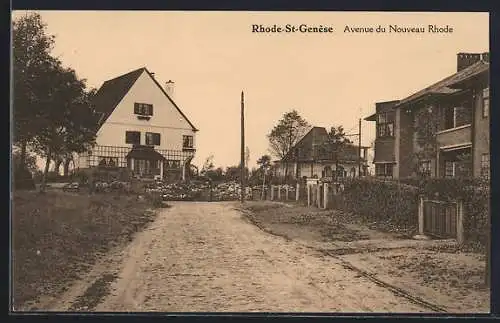 AK Rhode-St-Genèse, Avenue du Nouveau Rhode, Strassenpartie