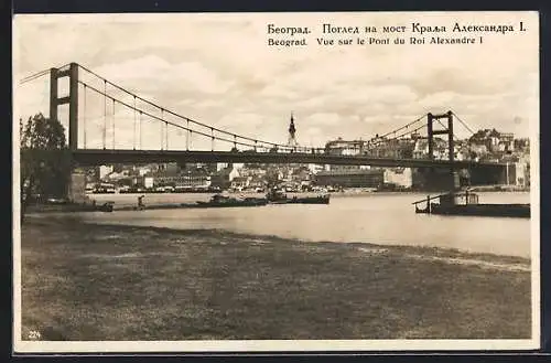 AK Beograd, Vue sur le Pont du Roi Alexandre I