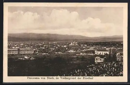 AK Nisch, Panorama, im Vordergrund der Friedhof