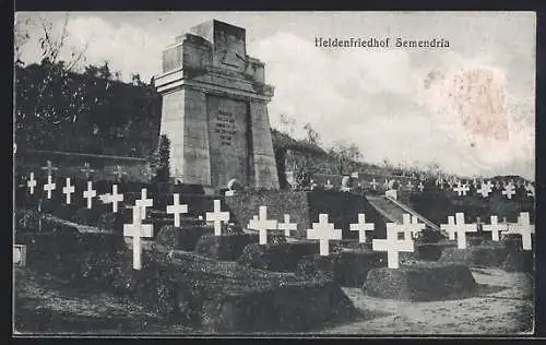 AK Semendria, Heldenfriedhof, Ehrenmal und Gräber