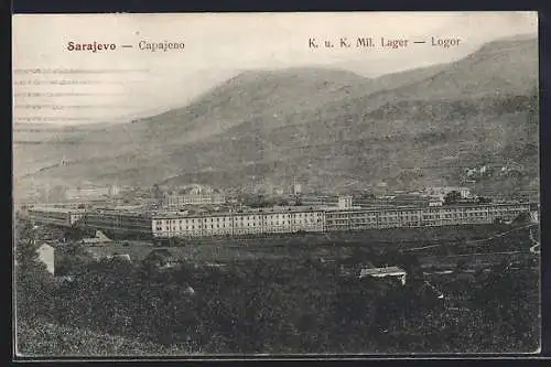 AK Sarajevo, K. k. Militär-Lager aus der Vogelschau